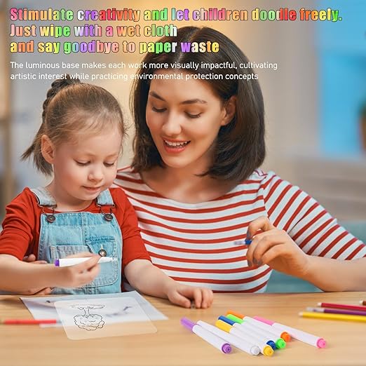 LED Colourful Glow Drawing Board | Kids Art Board UAE | Neon Markers